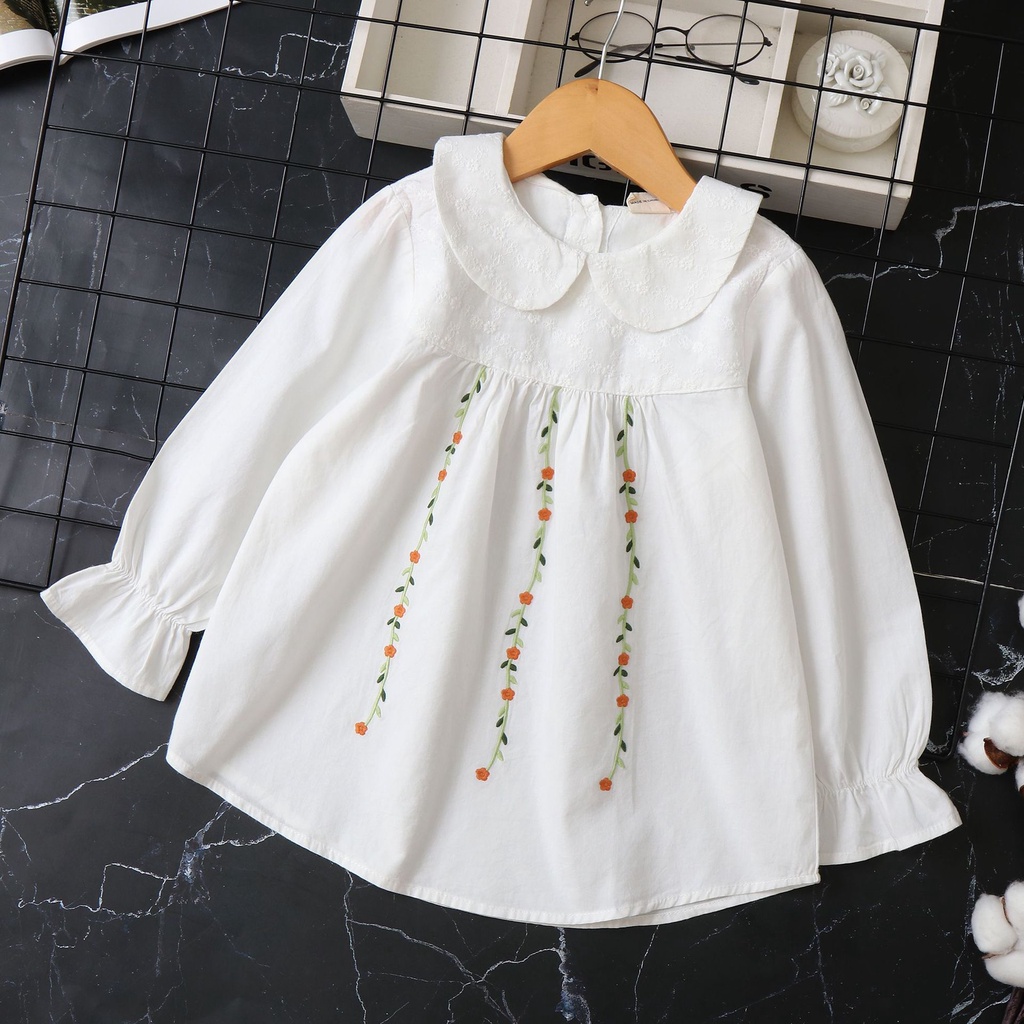 Little M Lengan Balon Panjang Bordir Blouse Anak Perempuan main image 1