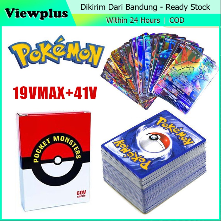 Jual 60Pcs Kartu Pokemon Vmax Card Game Pikachu TCG Hologram VMAX ...