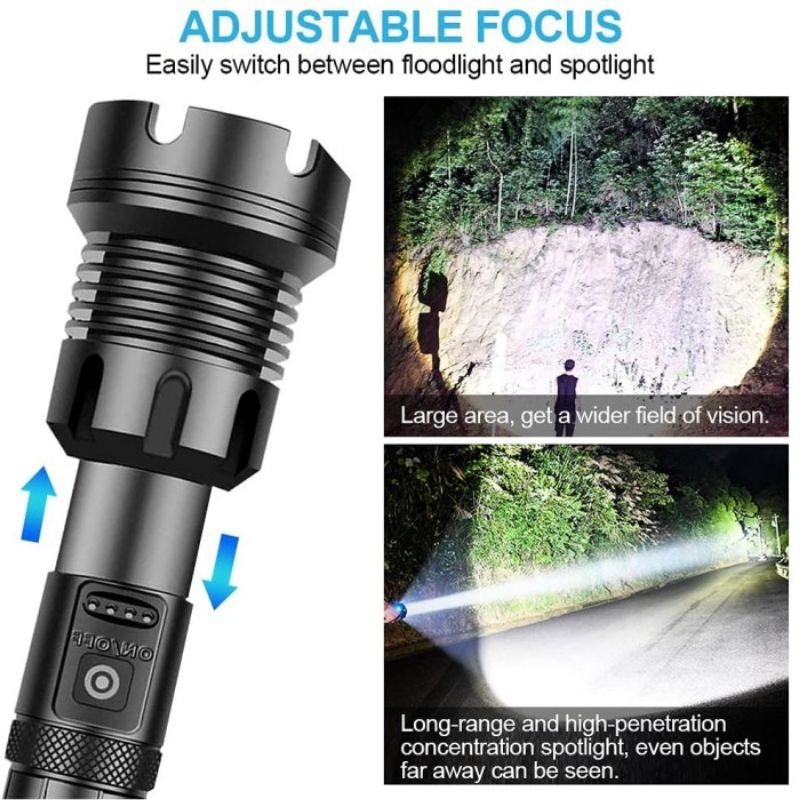 Jual SENTER SUPER TERANG CHARGE HIGH POWER ZOOM USB TACTICAL FLASHLIGHT ...