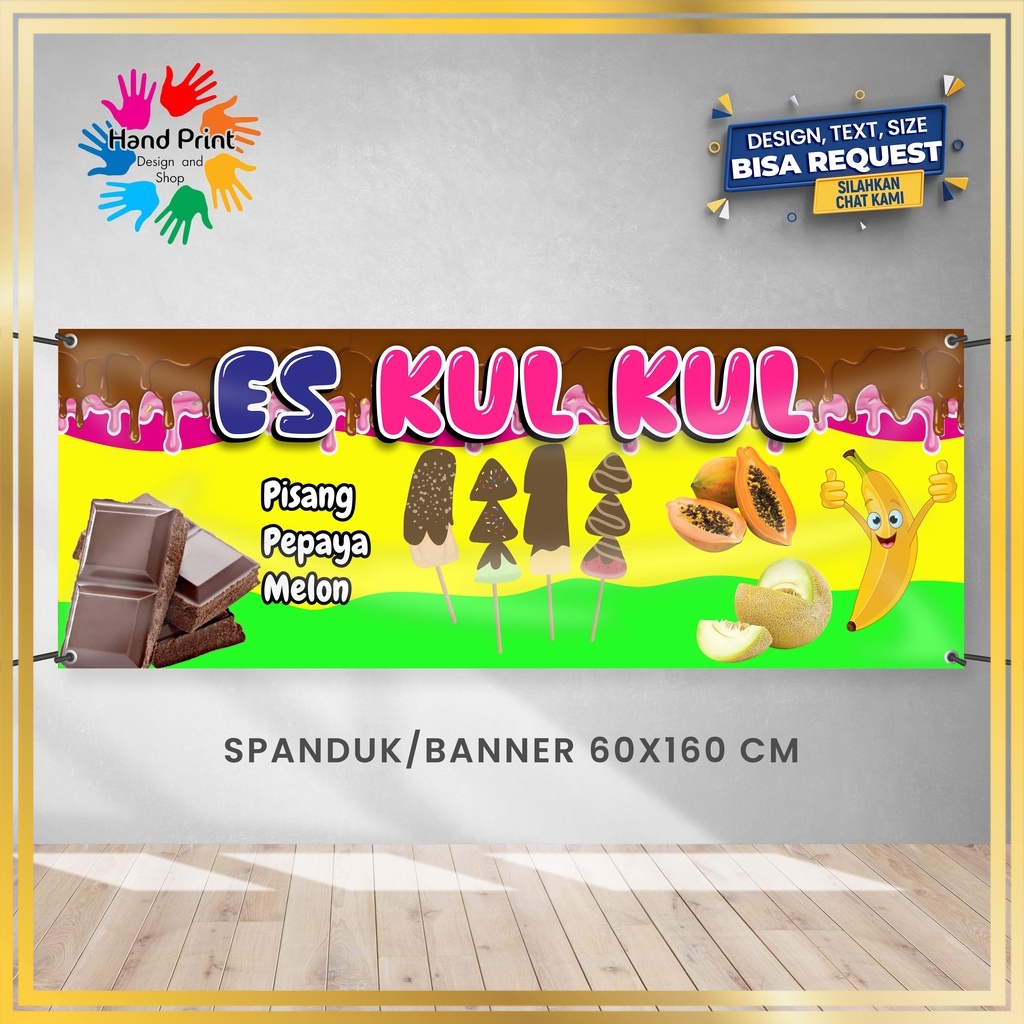 Jual Spanduk Banner Es Kul Kul Coklat Pelangi Minuman Segar Ukuran