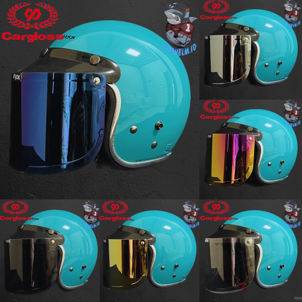 Jual HELM CARGLOSS CFM 2 HALF FACE SOLID CYAN ( ONGKIR 1KG ) | Shopee ...