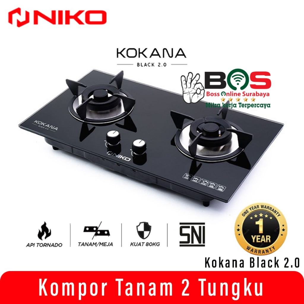 Jual Niko Kompor Kaca Tungku Gas Kokana Black Kompor Tanam Niko