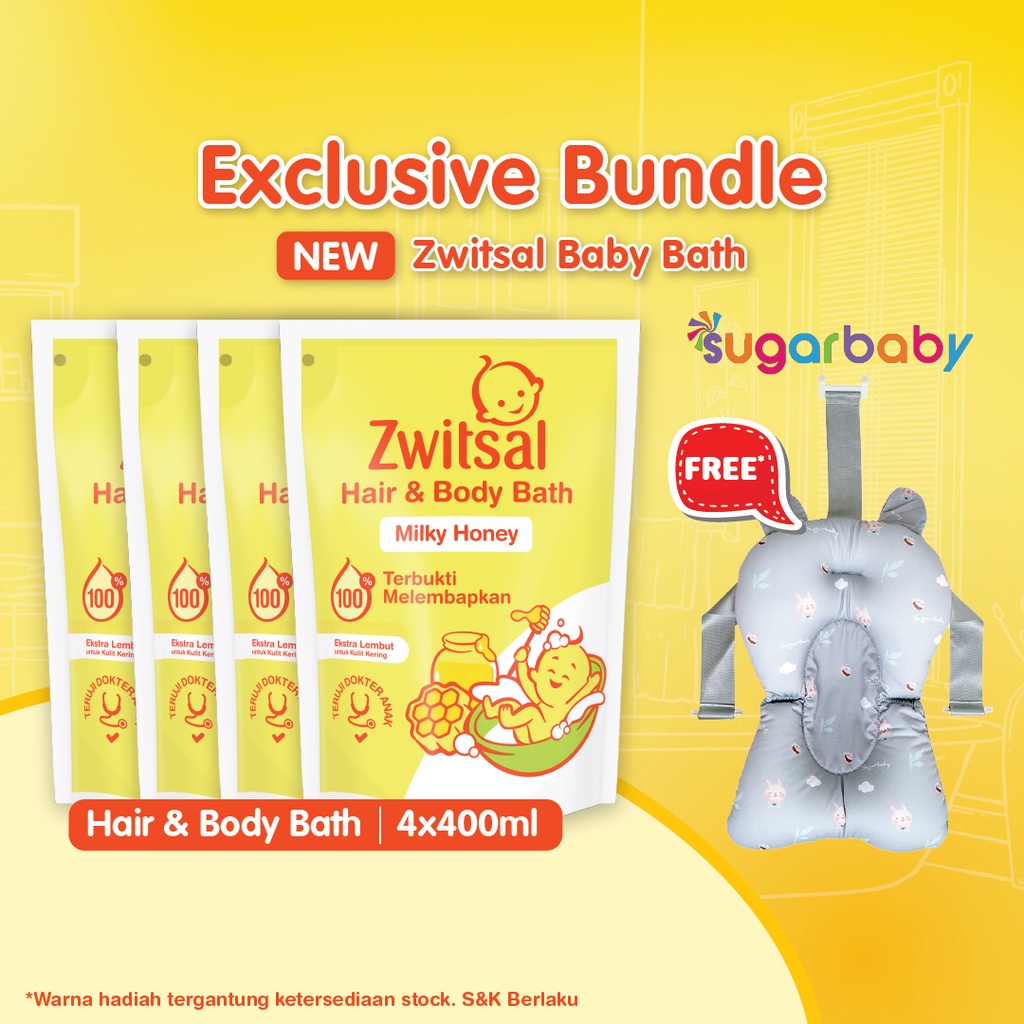 Jual Buy 4 Zwitsal Baby Bath Hair and Body Milky Honey 400ml FREE 1