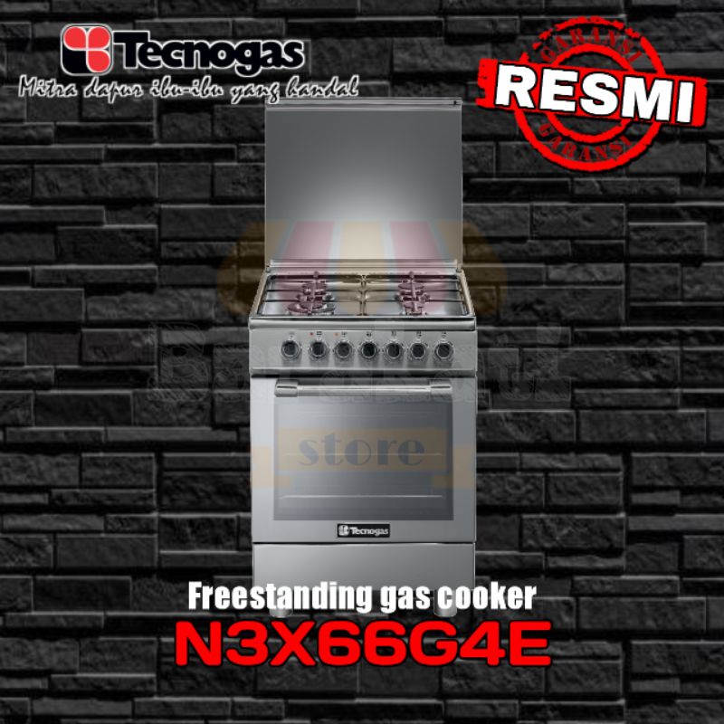 Jual Kompor gas oven Tecnogas N3X66G4E freestanding gas cooker 4 tungku