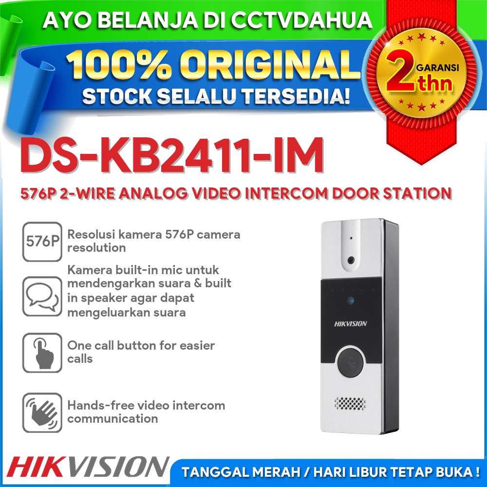 Jual HIKVISION DS-KB2411-IM 576P 2-WIRE ANALOG VIDEO INTERCOM DOOR ...