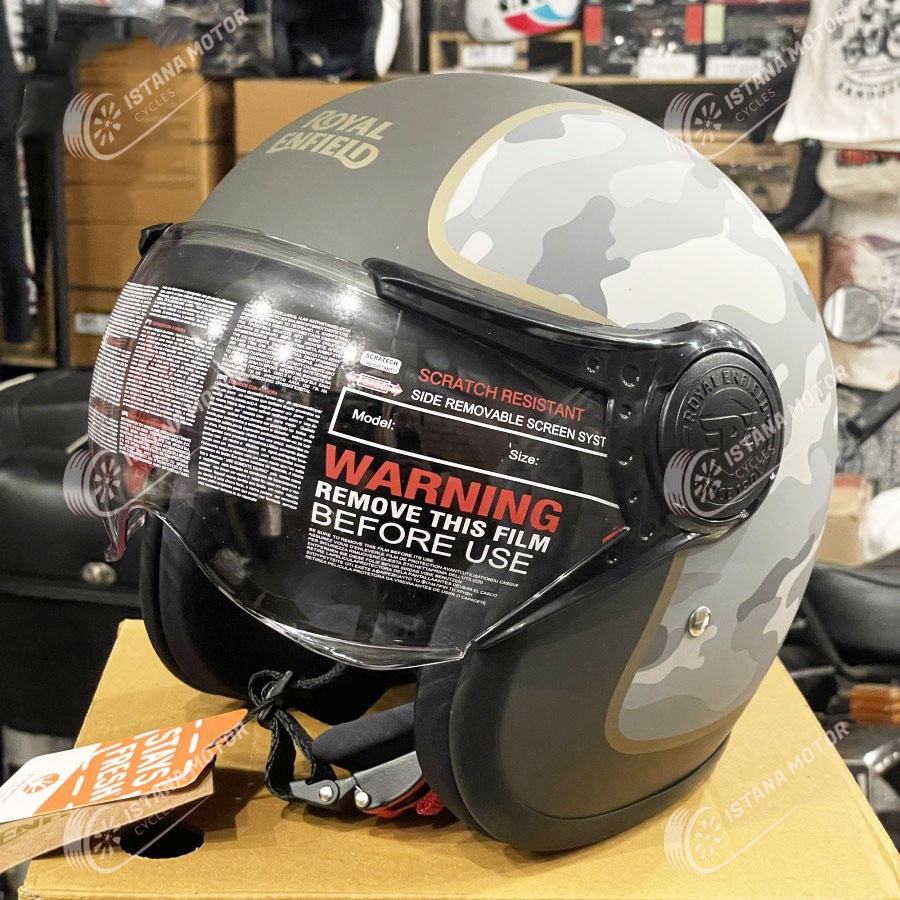 Jual Helm Royal Enfield Model Half Face Camo Grey Original XL Kecil