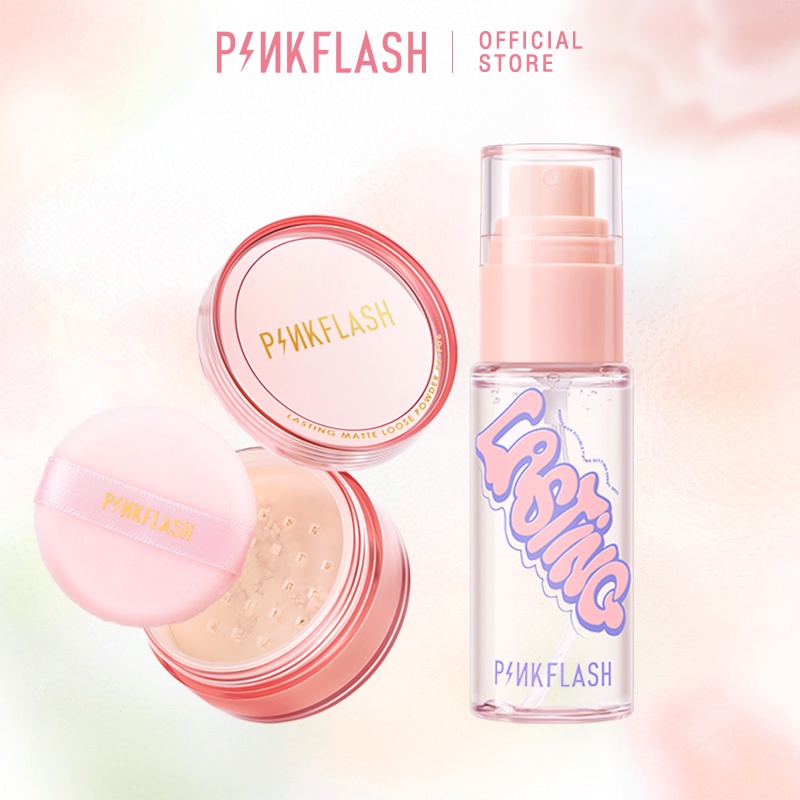 Jual PINKFLASH 2pc Face Makeup Set Oil Control Loose Setting Powder ...
