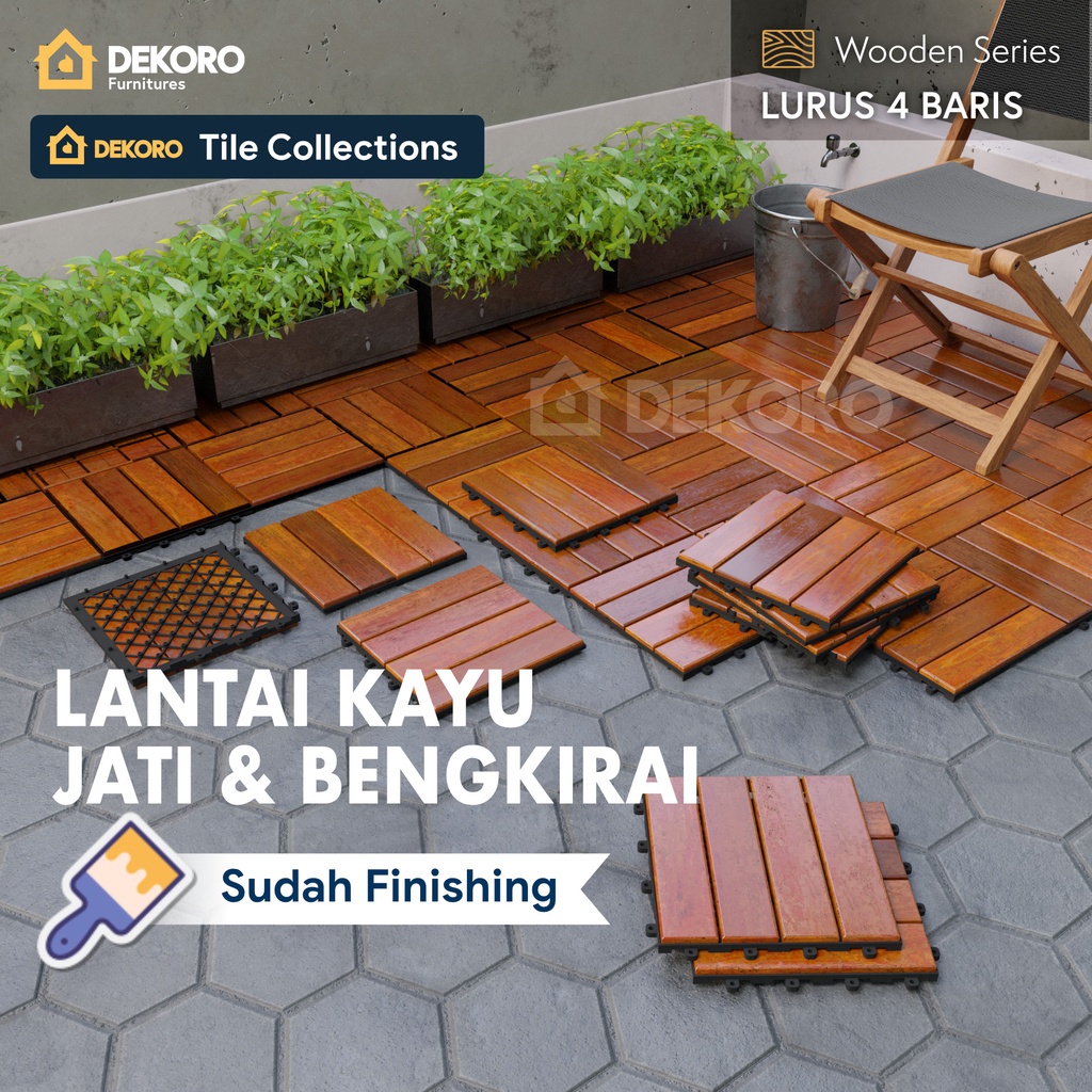 Jual Lantai Kayu Tempel Decking Tile Parket Outdoor Dekoro Tile Lurus