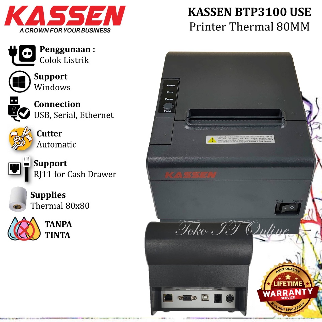 Jual KASSEN BTP3100 PRINTER THERMAL 80MM AUTO CUTTER BTP3100 BTP 3100
