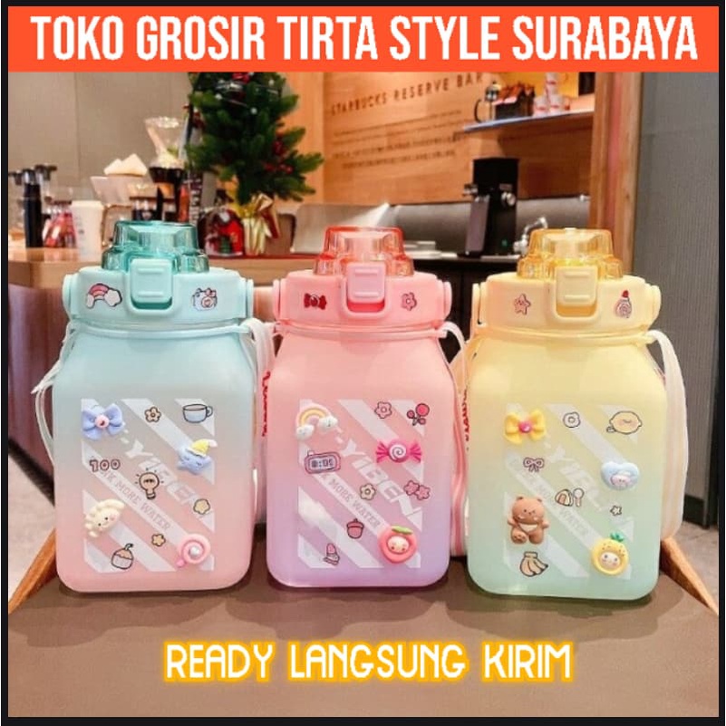 Jual TS36 Botol Minum Gradasi Besar 1,6 Liter Bentuk Kotak dilengkapi ...