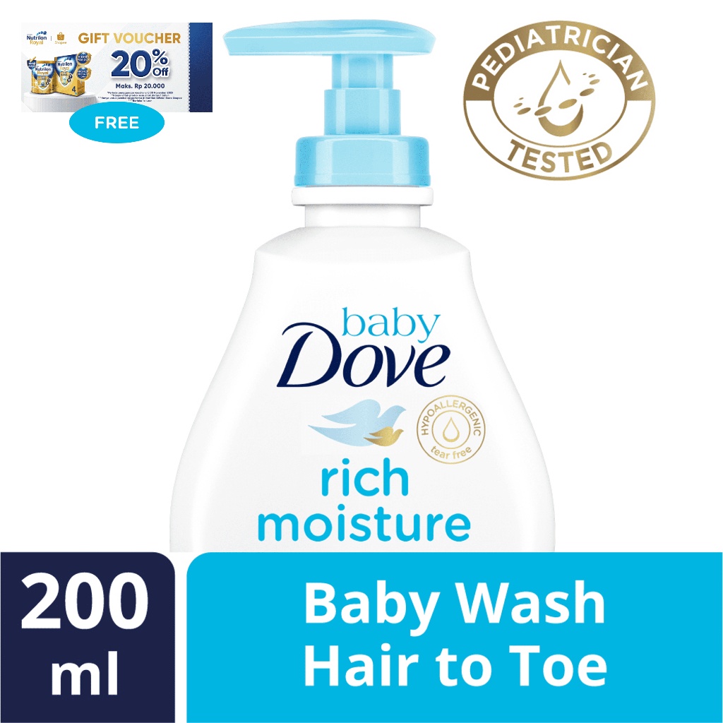 Jual COD Baby Dove Hair to Toe Wash Rich Moisture 200ml | Shopee Indonesia