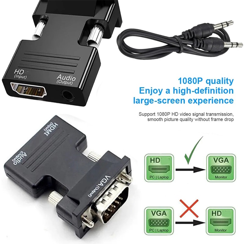 Jual Adaptor Konverter Hdmi Female To Vga Male Hd With Audio Mm Shopee Indonesia