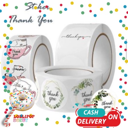 Jual "L&D" Sticker Thank You 1 Roll 500PCS Stiker Label Makanan Tulisan ...