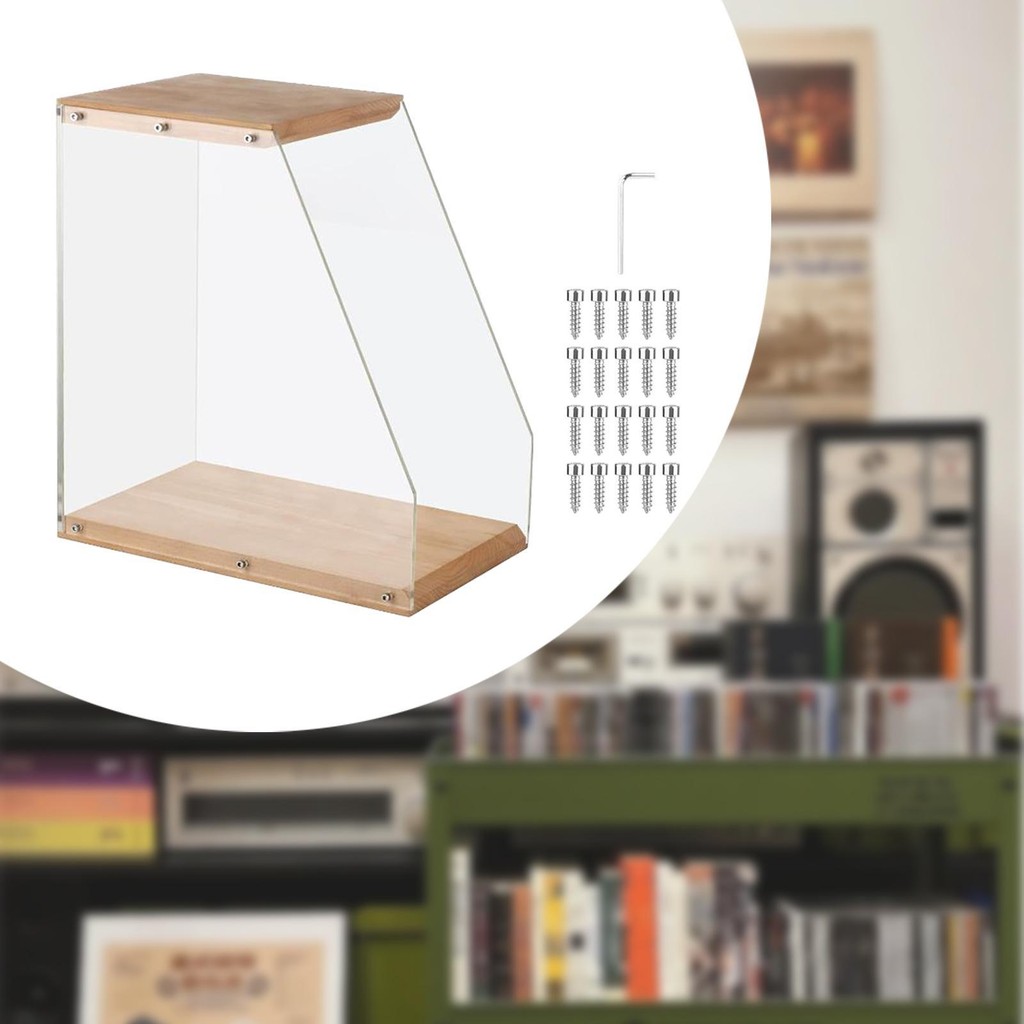Portadischi Trapezoidale In Legno E Metallo – Capienza Fino A 58 Vinili, Con Maniglie E Pannello A Griglia – Rustico Marrone, Per Organizzare LP, Libri, Foto E File