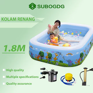 SUBOGDG 1.5-3.1M Kolam Renang Anak Jumbo 3Rings Kolam Renang Keluarga Tiup Besar Family Inflatable Swimming Pool Luar/balon renang anak/mainan kolam renang anak balon renang anak kolam karet 【1.5m+Pompa】