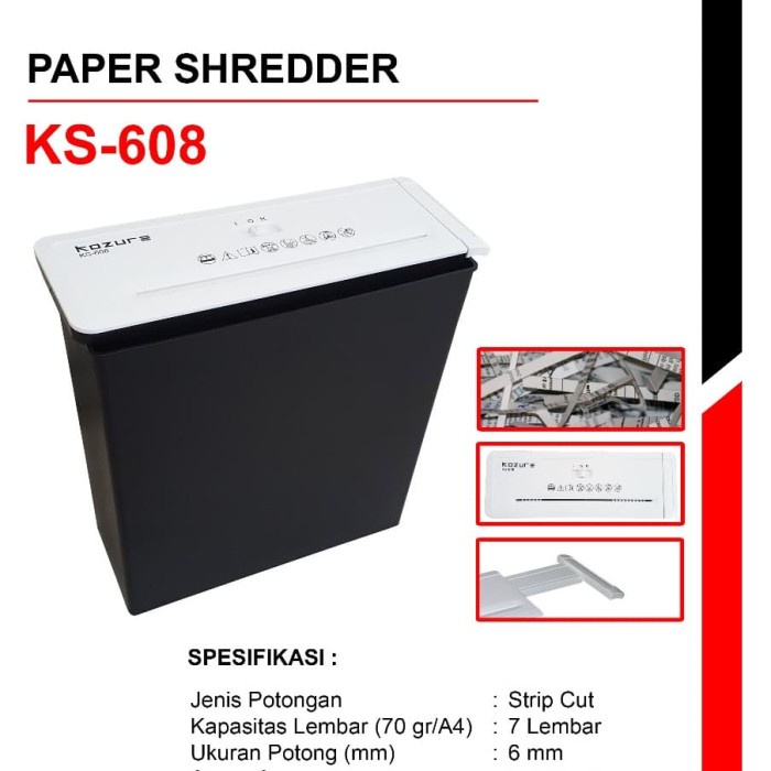 Jual KOZURE KS-608 Strip Cut Paper Shredder - Mesin Penghancur ...