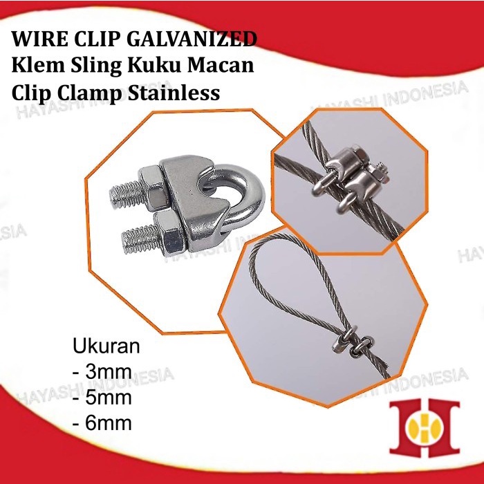 Jual Wire Rope Clip Clamp Klem Kabel Kawat Seling Sling Kuku Macan