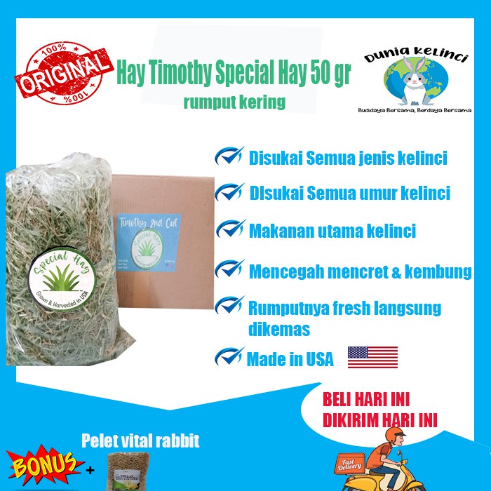 Jual MAKANAN KELINCI HAY TIMOTHY SPECIAL HAY 250 GR GUINEA PIG
