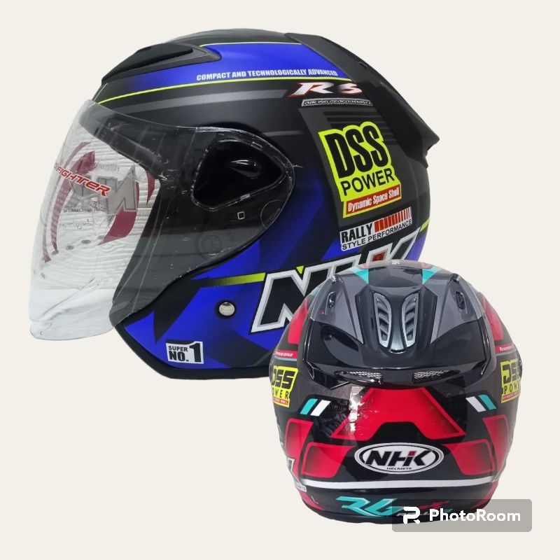 Jual Helm Half Face NHK R6 Motif Rally DSS Power | Shopee Indonesia
