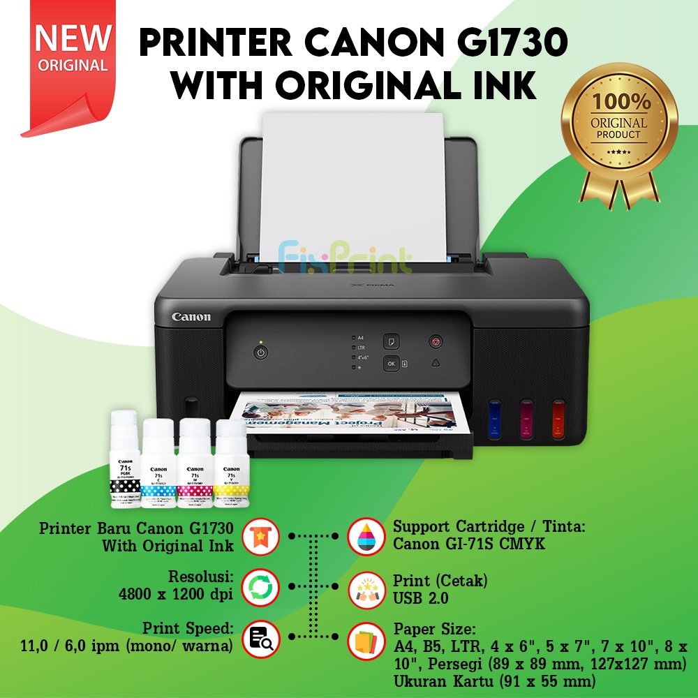 Jual Printer Canon Pixma Efficient G1730 Pengganti Printer G1010 G1020 Shopee Indonesia 1541