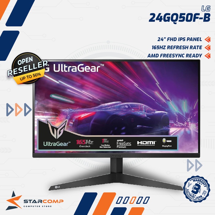 Jual LG 24GQ50F B UltraGear 24" FHD 165Hz 1ms HDMI DP FreeSync Monitor ...