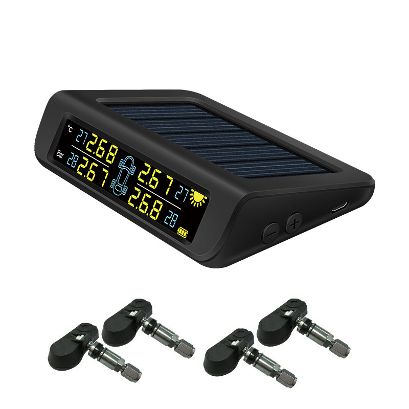 Jual Careud Solar Power Car Internal 4 Sensors Wireless Tire Pressure ...