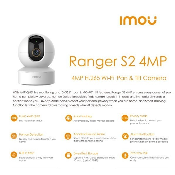 Jual IMOU Ranger S2 Smart IP Indoor CCTV 4MP with Human Detection Smart ...