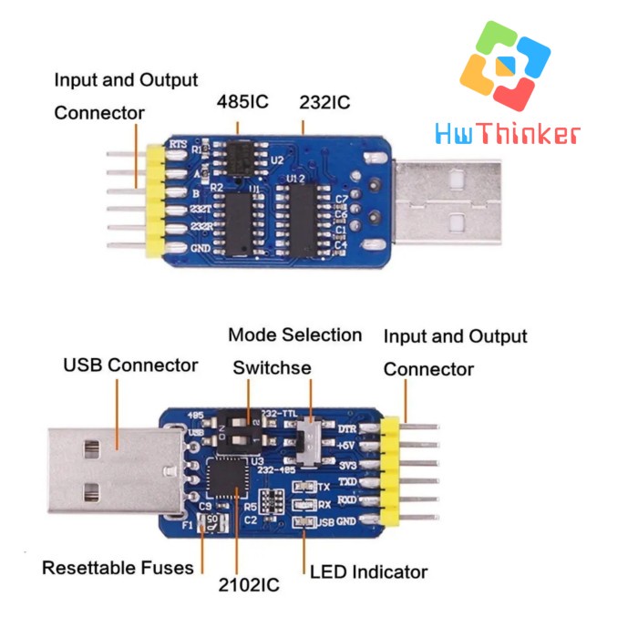 Jual CONVERTER USB SERIAL UART TTL 5V RS232 RS485 6 IN ONE CP2102 WITH ...