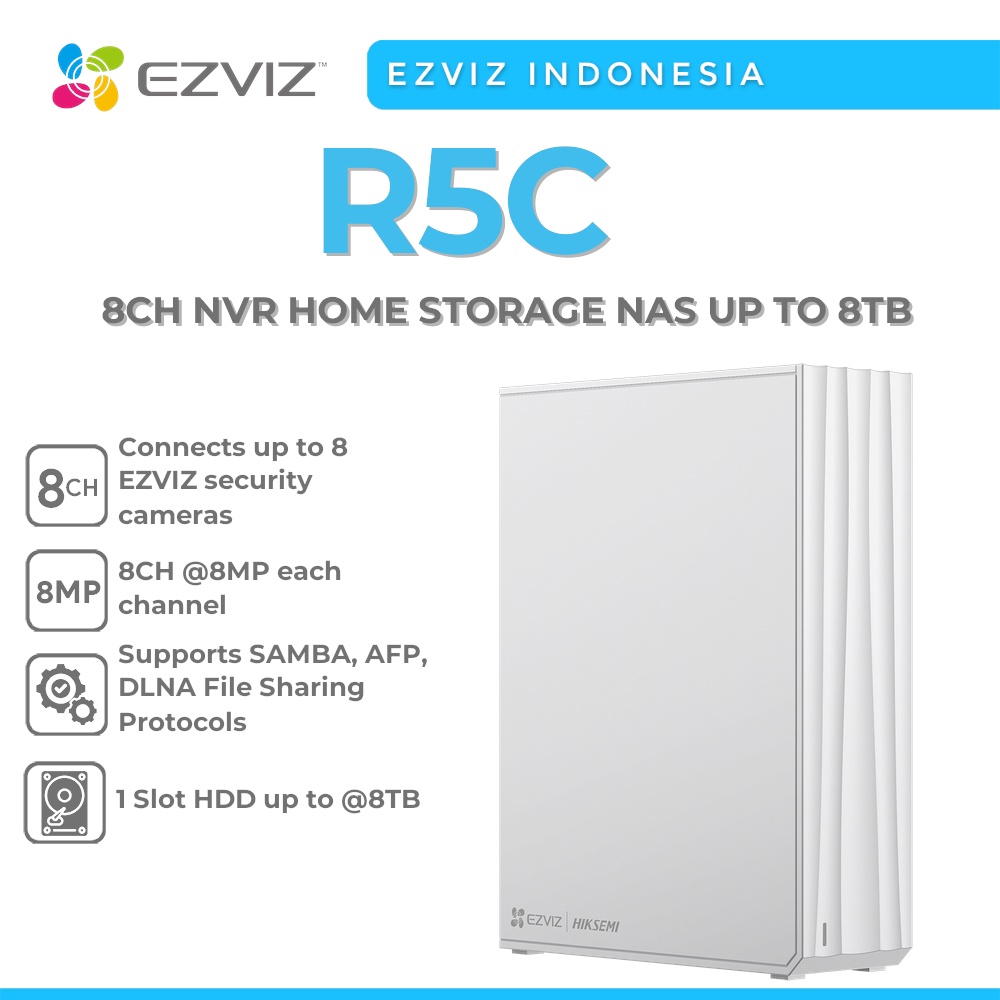 Jual EZVIZ R5C 8CH HIKSEMI NVR HOME STORAGE NAS UP TO 8TB GARANSI RESMI ...