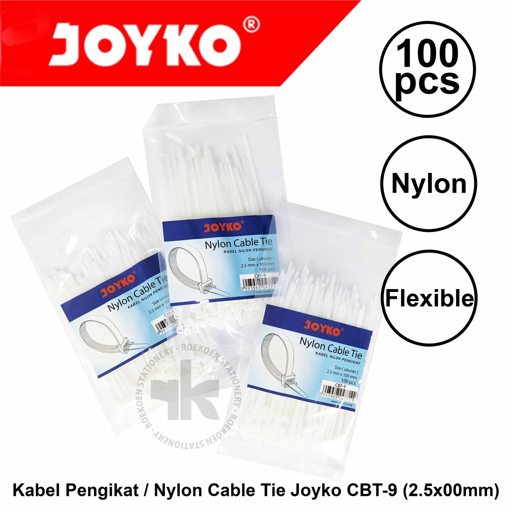 Jual Joyko Kabel Ties 10cm Nylon Cable Tie CBT-9 (2.5x100mm) | Shopee ...