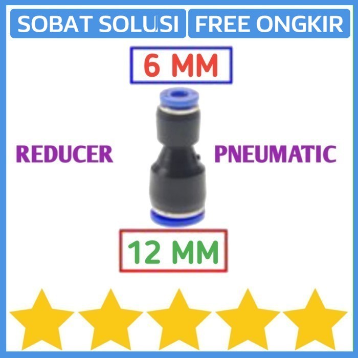 Jual FITTING PNEUMATIC REDUCER SLIP LOCK JOINER 12 X 6 MM SELANG OD 6 ...