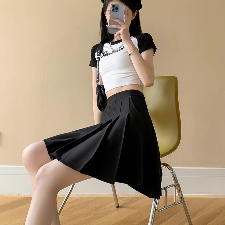 Jual BUTIK MEMIKAT Rok Nagita Korean Style Basic Mini Pleated Uniform ...
