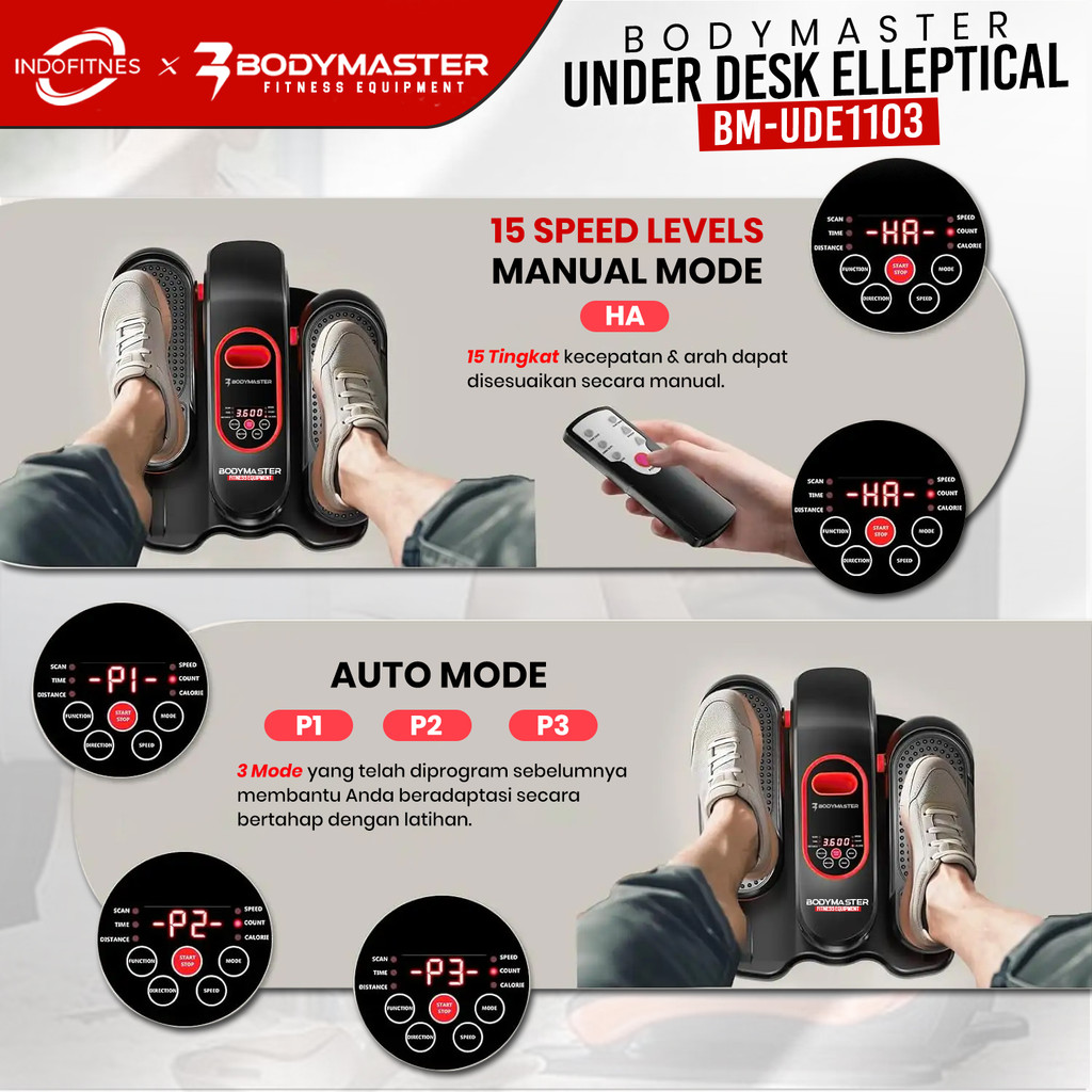Jual BODYMASTER Auto Stepper Under Desk Elliptical Bike Leg Trainer BM ...