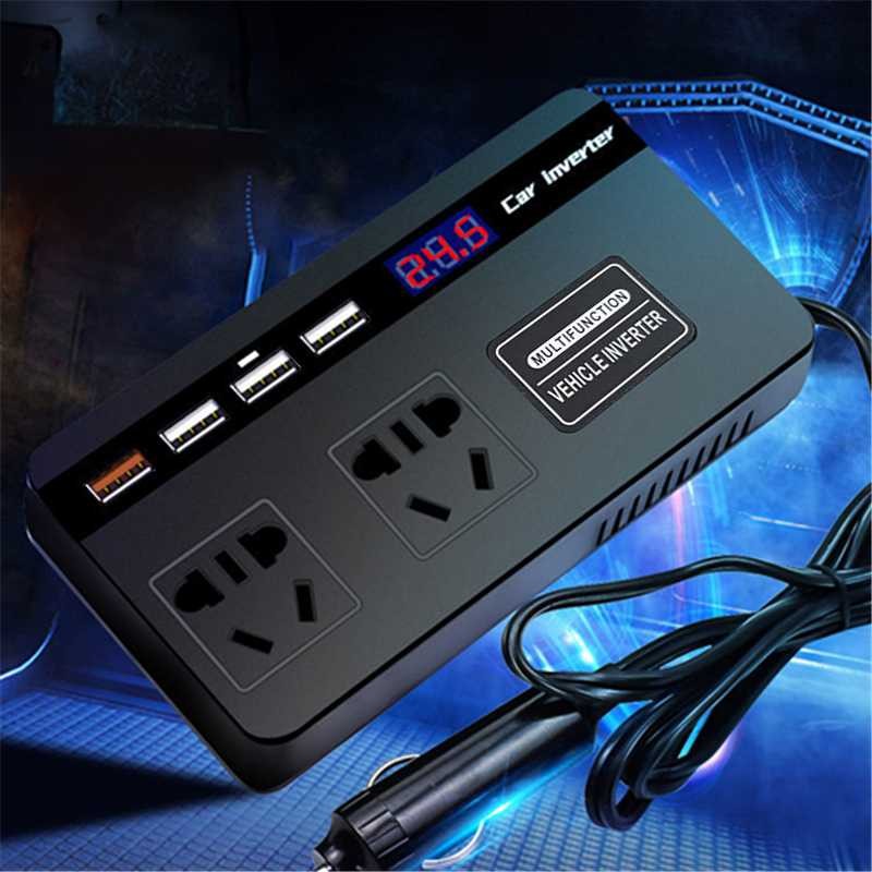 Jual Primal PU LI HAO Car Power Inverter DC 12V/24V to AC 220V 200W 4 ...