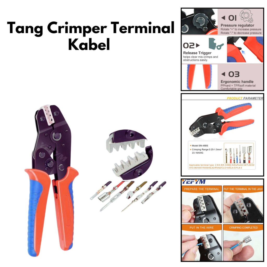 Jual SPCR Tang Crimper Terminal Cable Crimping Plier Compression Tool ...