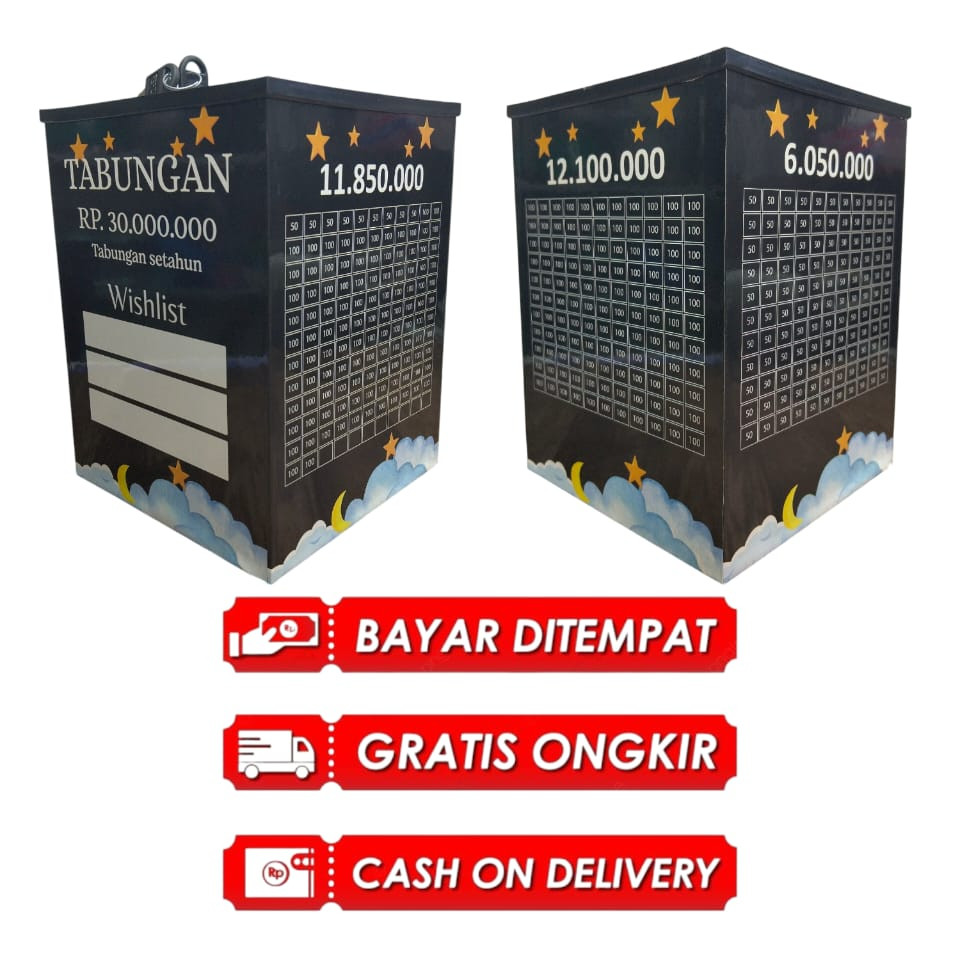 Jual Celengan Viral Target Jumbo 30juta Celengan Kayu+Kunci Celengan ...