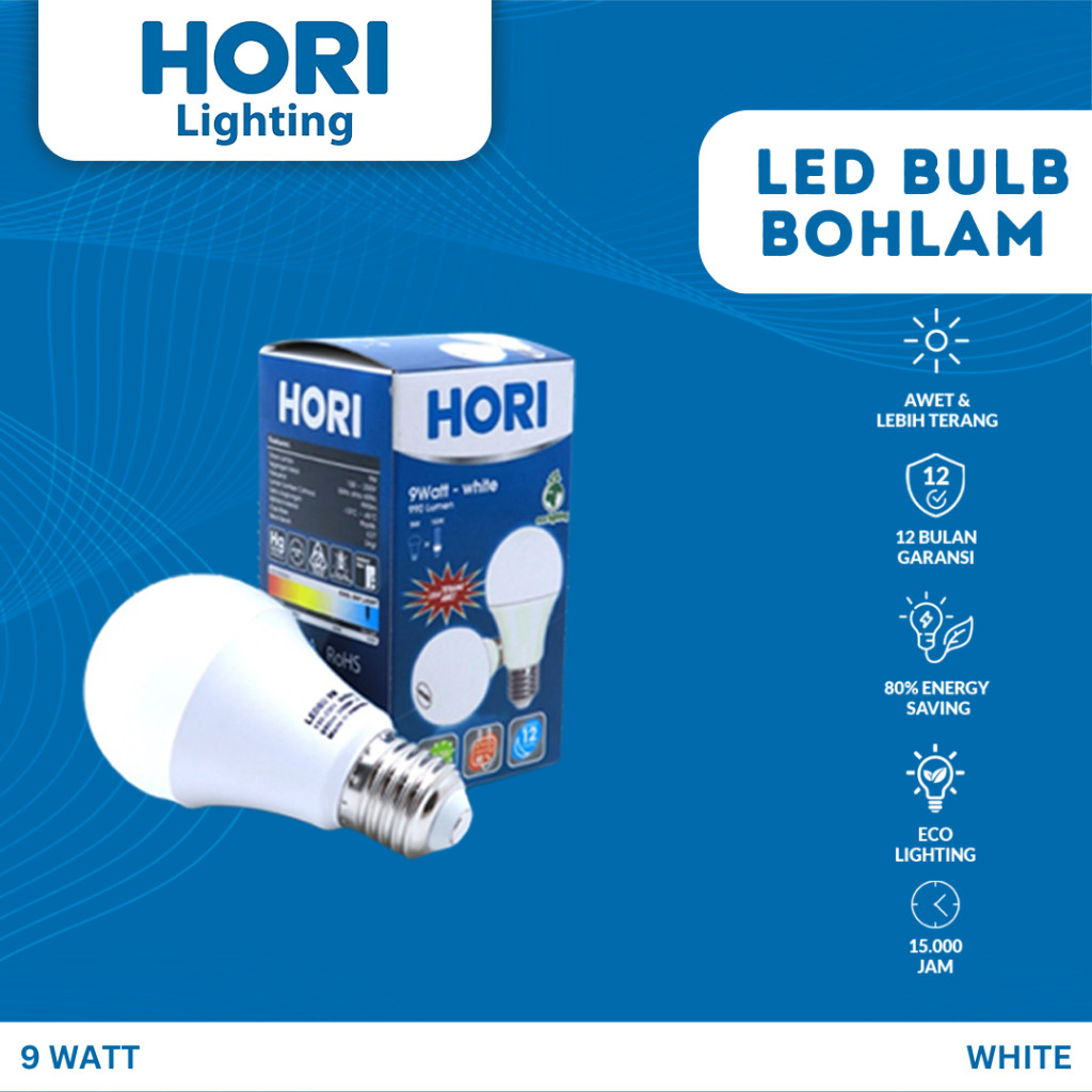 Jual HORI Lampu LED Bulb Bohlam 9 Watt - Putih | Shopee Indonesia