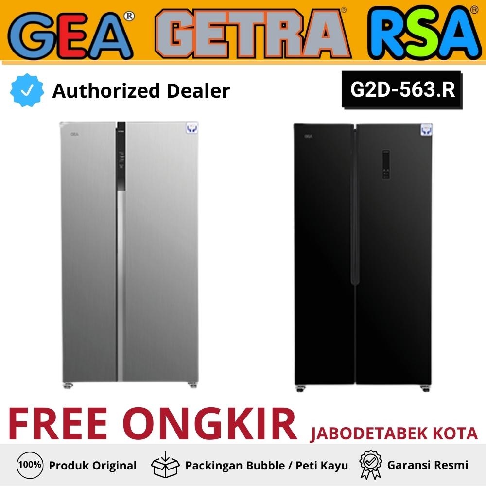 Jual Kulkas Side By Side 2 Pintu Gea G2d563.R Inox Black Glass 563