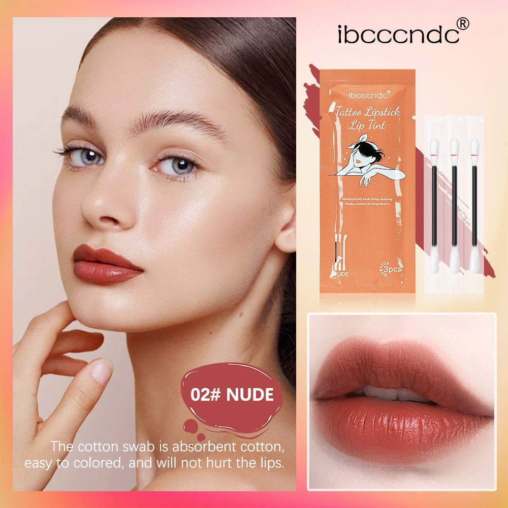 Jual 【Tersedia】ibcccndc Tattoo Lipstick Lip Tint Cotton Bud Waterproof And Long Lasting 1 pack