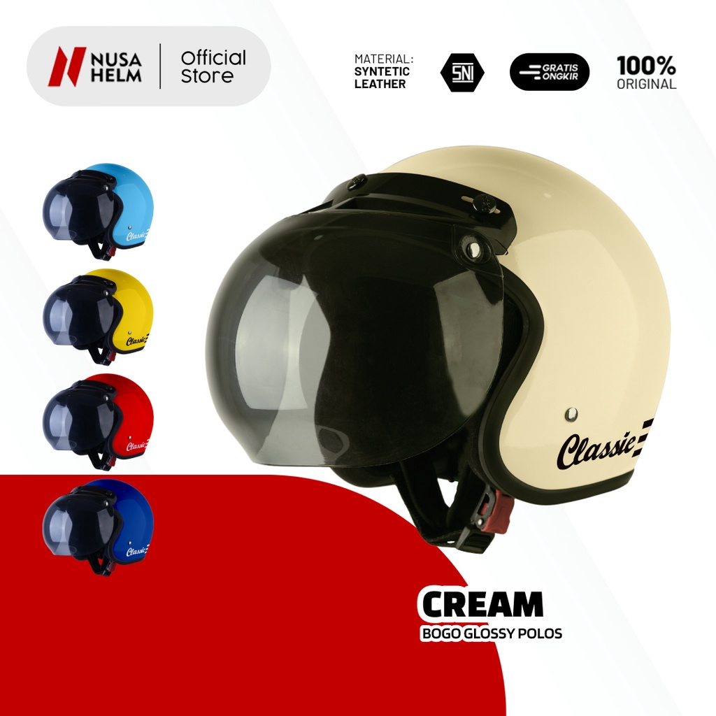 Jual Helm Bogo Classic Dewasa Retro Vintage Half Face Pria Wanita Hijab