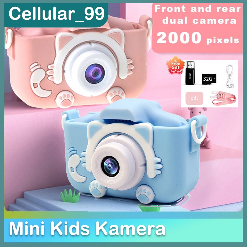 Mini Camera Kids Digital Camera Cat Toy HD Camera for Kids Educational Toy  Dual Camera 2000W