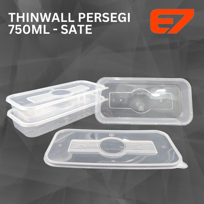 Jual Lunch Box Thinwall Persegi Panjang 750ml KLIR Isi 25pcs Thinwall Sate Persegi Lonjong