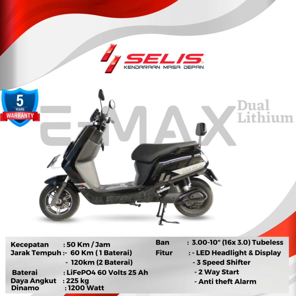 Jual Selis E Max Dual Battery Lihtium Sepeda Motor Listrik Motor Listrik Dewasa Off The Road 7108