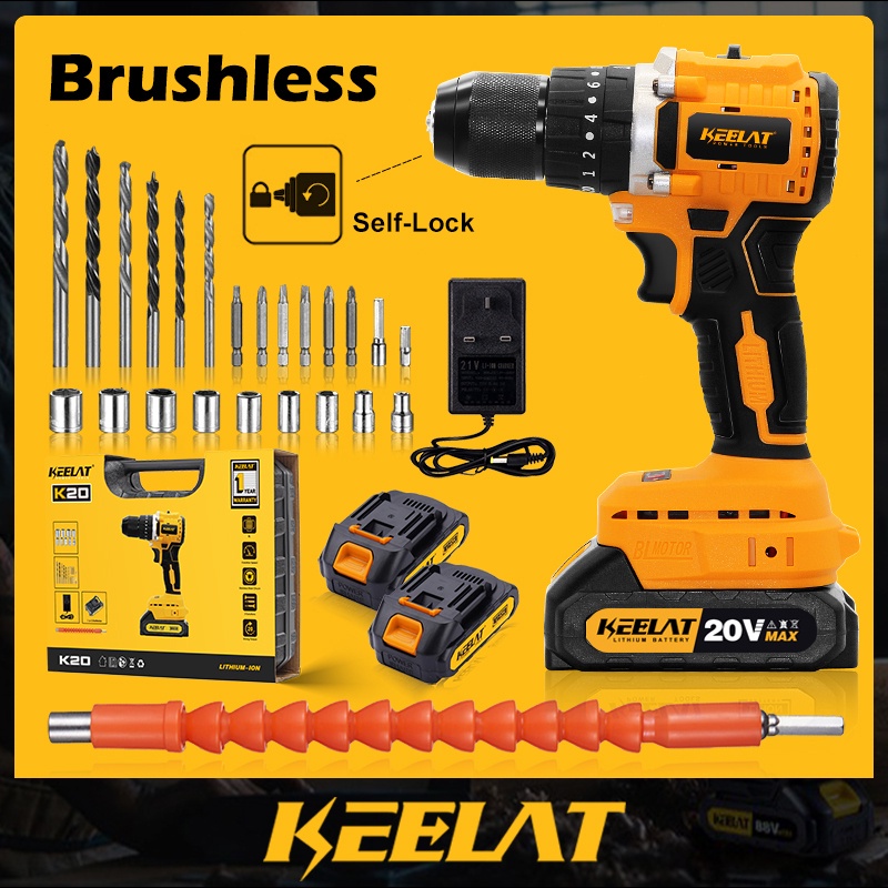 Jual 【KEELAT KCD007】Brushless Bor Cordless Mesin Bor Elektrik Baterai