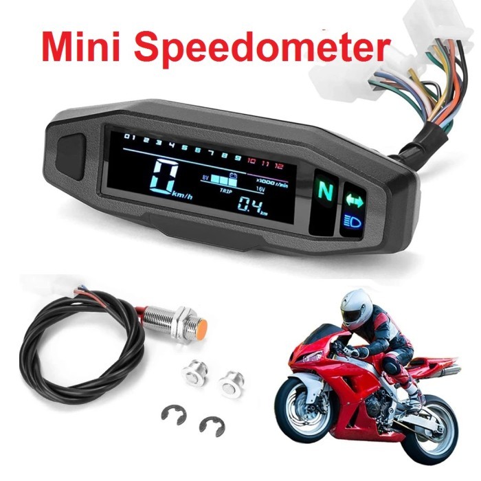 Jual AC00 Mini Digital Speedometer RPM Fuel Gauge Gear Odometer Motor ...