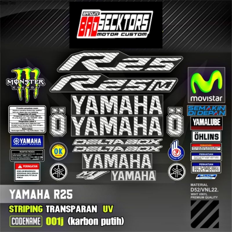 Jual Sticker Striping Variasi Transparan Uv Yzf R25 R25M R25 V1 R25 Old ...