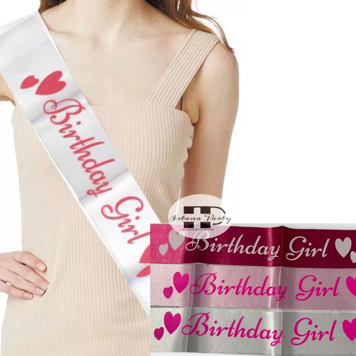 Jual Sash selempang happy birthday / selempang ulang tahun girl sablon