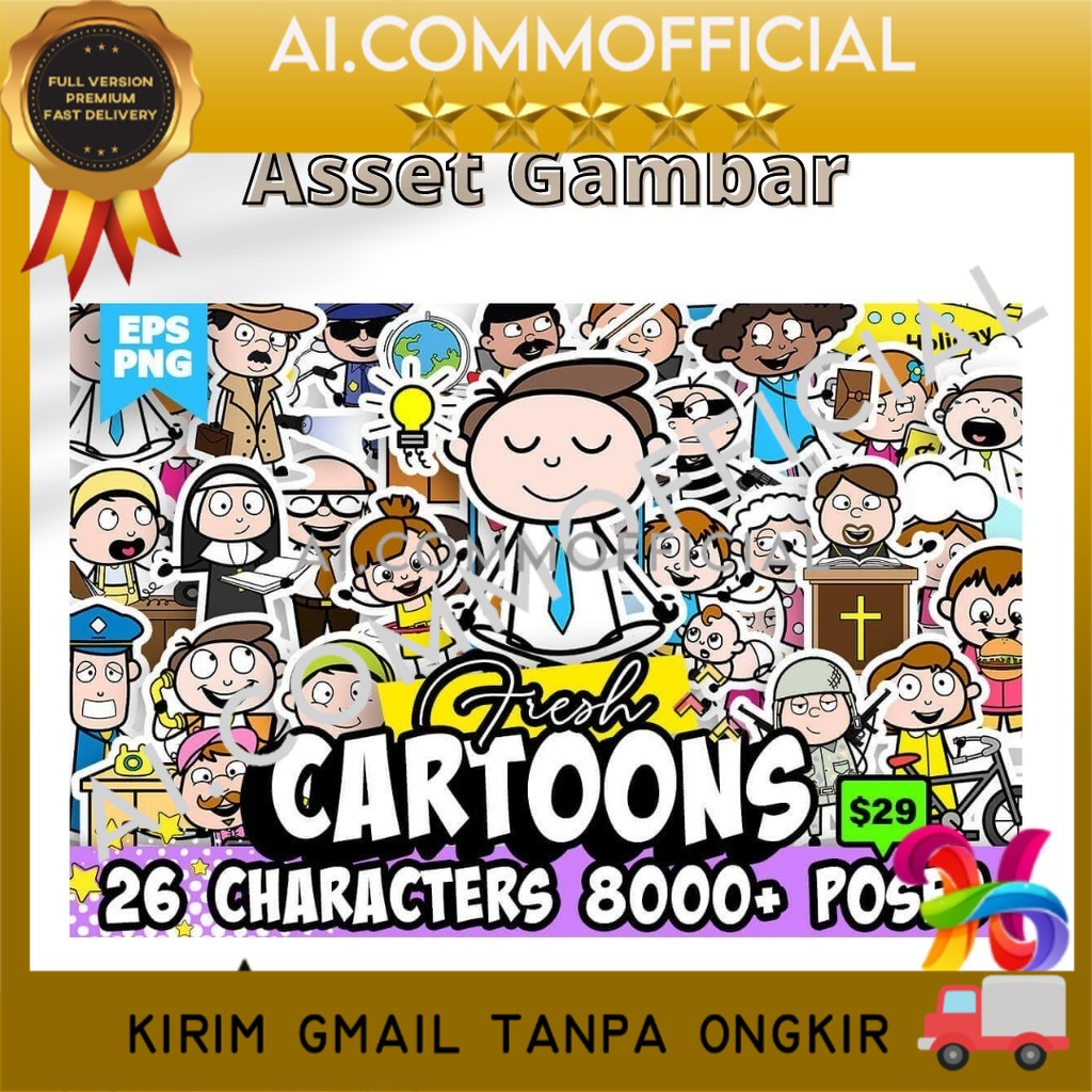 Jual FULL Termurah NEW 8000++ Cartoons Asset Gambar Desain Grafis PNG ...