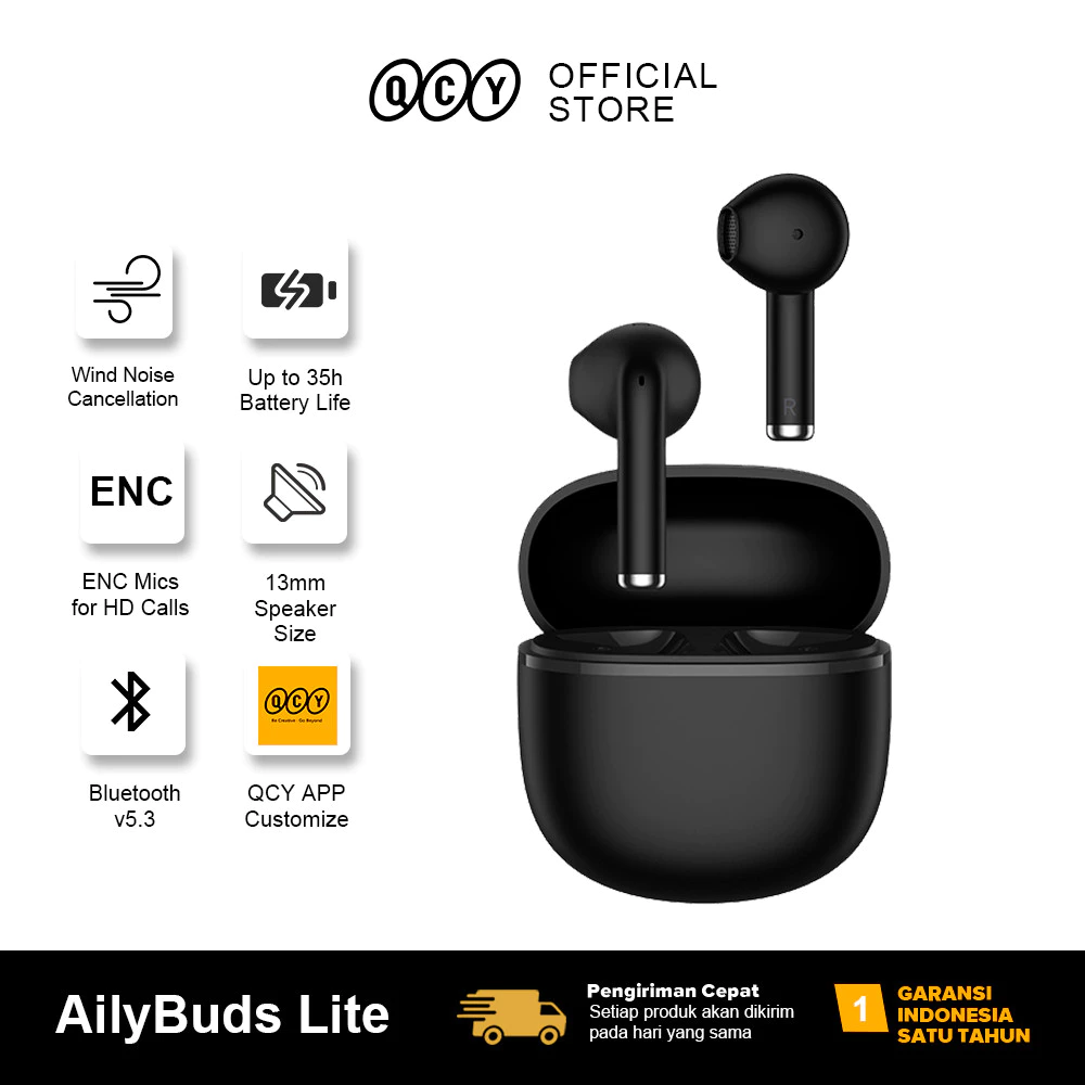 QCY TWS Earphone Earbuds Ailybuds Lite Bluetooth V3.5 Wireless audio