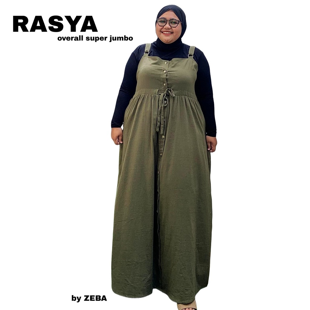 Jual Zeba | Rasya Gamis Overall Jumbo LD 120 130 140 150 Linen Angel ...